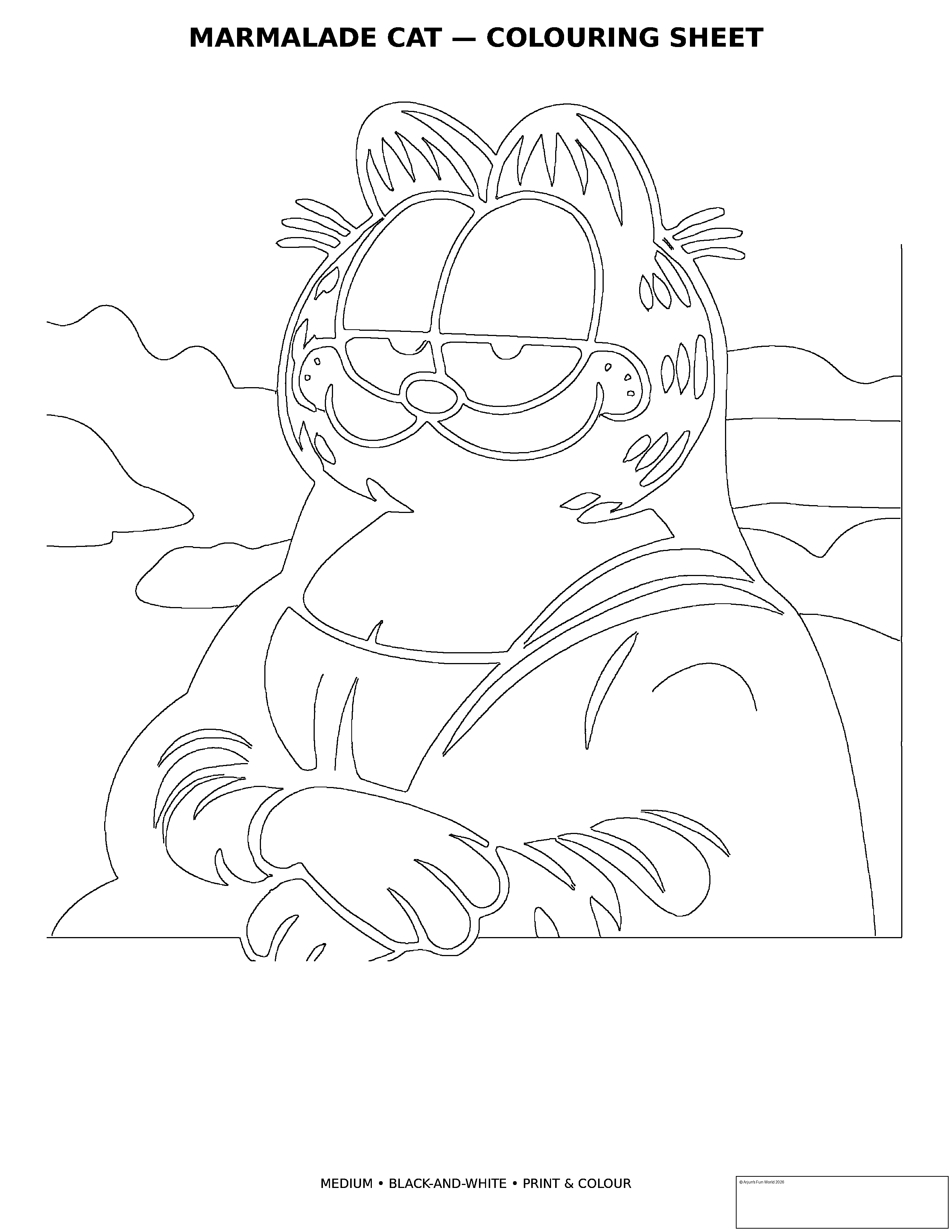 Medium Marmalade Cat colouring sheet